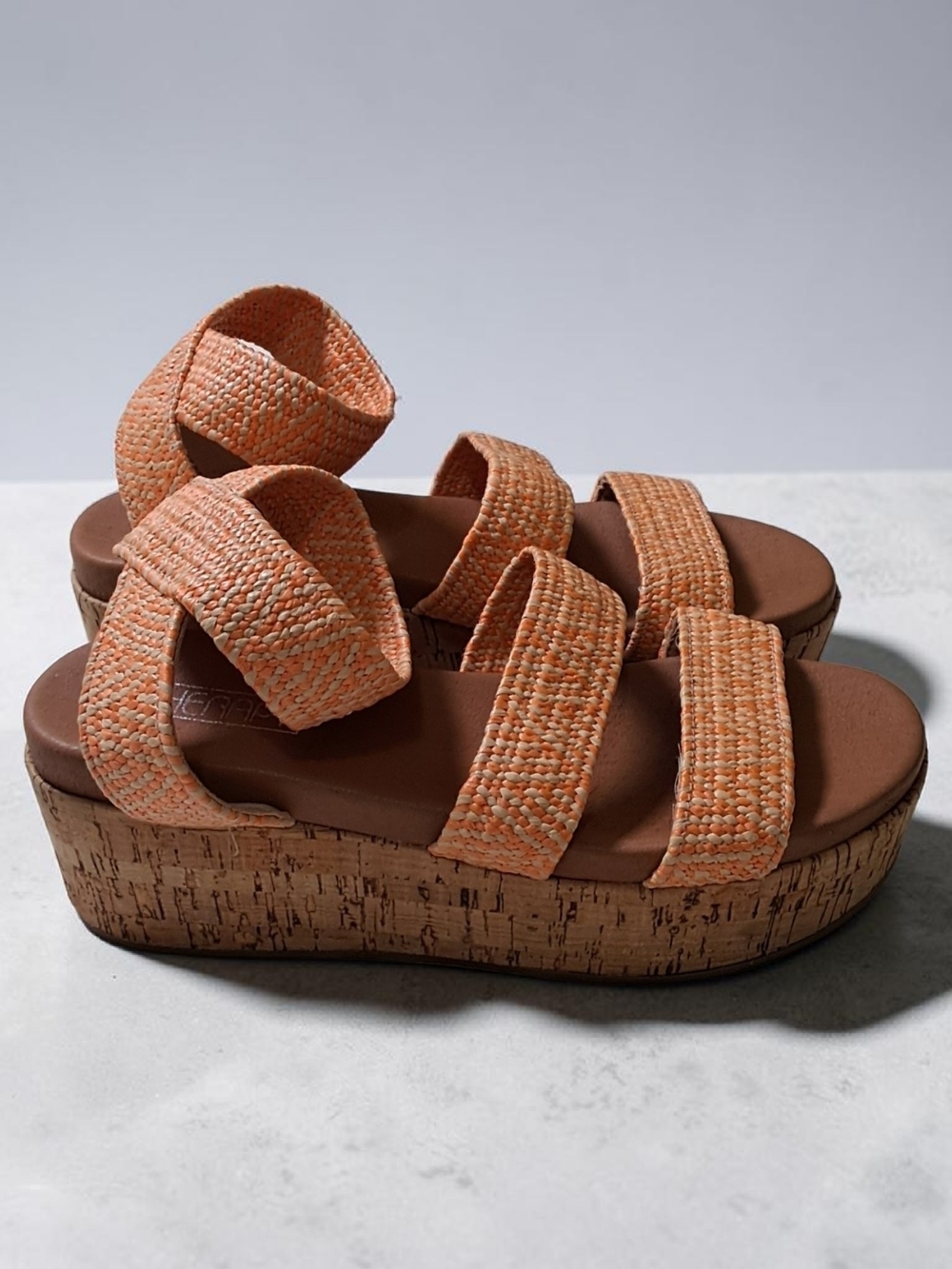 therapy Orange Woven Cork Platform Sandals
